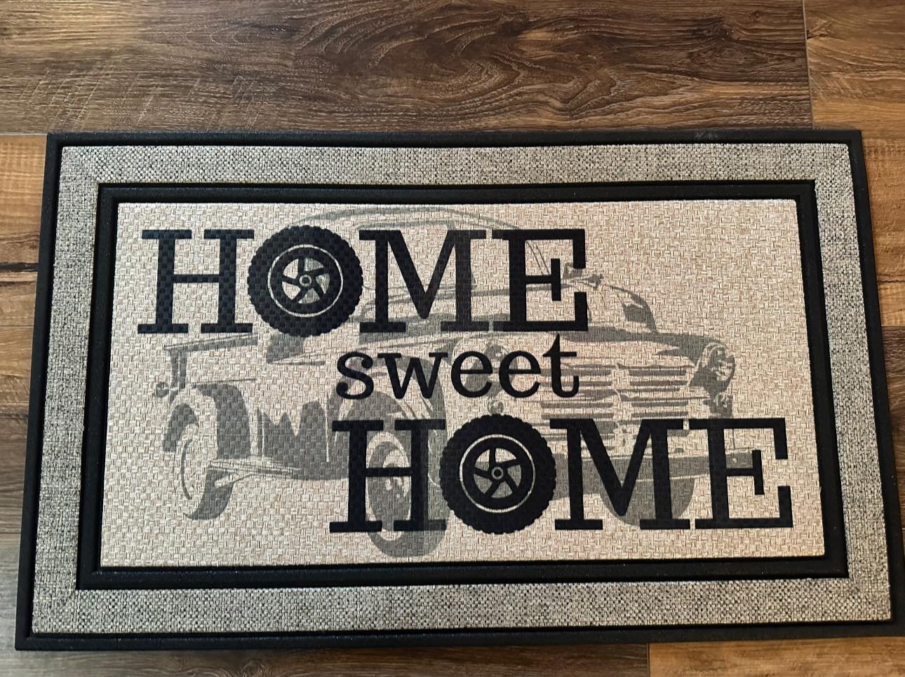 Home Sweet Home / Auto - 18”x30” Rubber Backing Indoor/Outdoor Rug