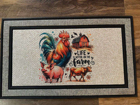Life is Better on the Farm - 18”x30” Rubber Backing Indoor/Outdoor Rug
