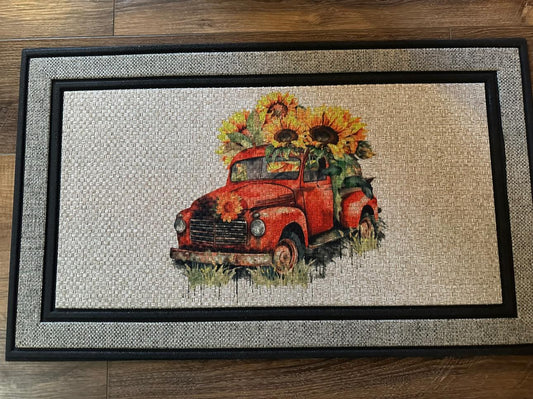 Sunflower Truck - 18”x30” Rubber Backing Indoor/Outdoor Rug