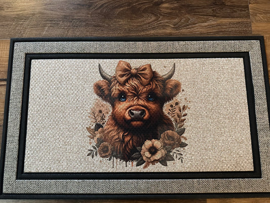Cute Brown Highland with Neutral Flowers - 2 options!